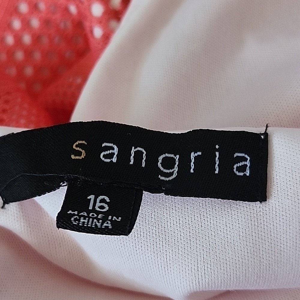Signature by Sangria Fit and Flare Coral Color Illusion Dress - Picture 11 of 12